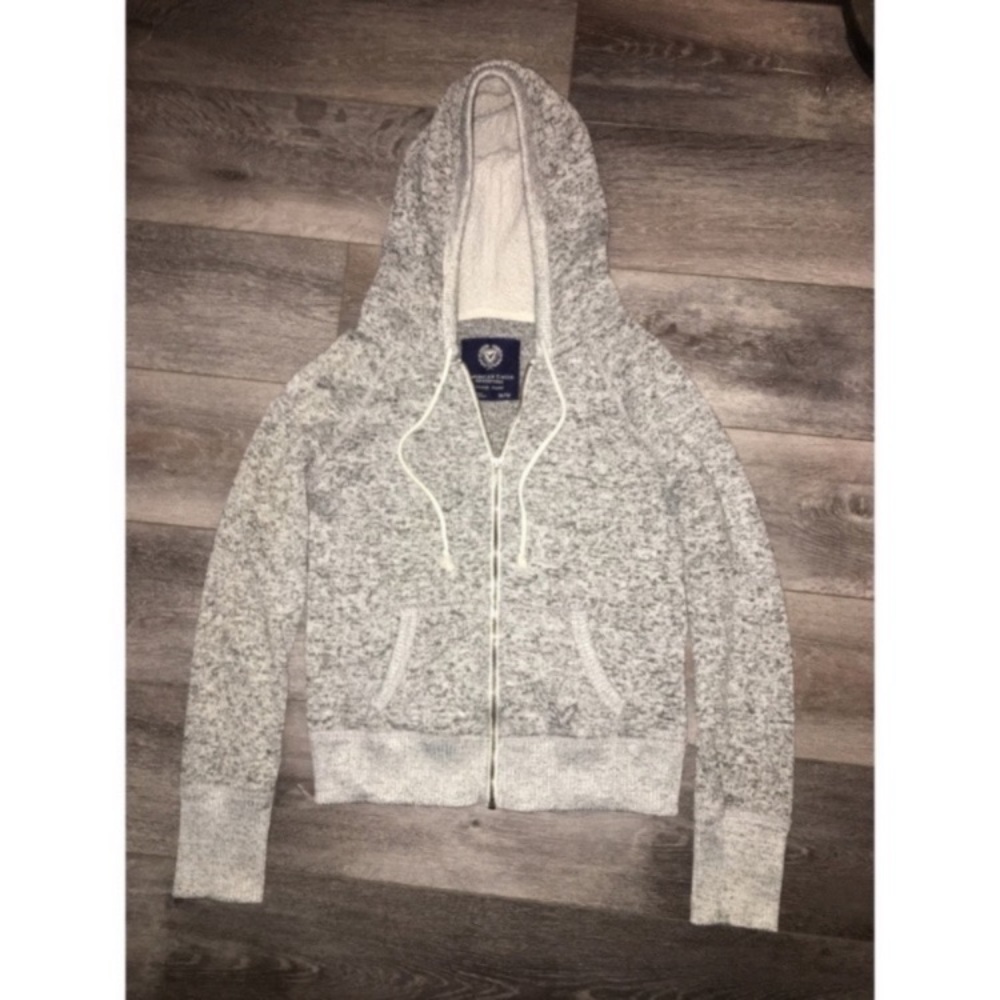 American Eagle marled grey zip up hoodie